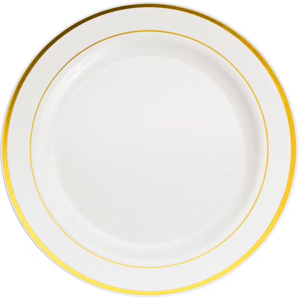 10.3" Round Banquet Plates with Gold Trim by Celebrate It™, 10ct.